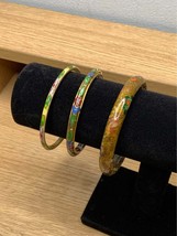 Vintage Cloisoone Enamel Bangle bracelet, Flora Pattern Lovely and Elegant - $924.40 MXN