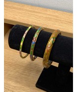 Vintage Cloisoone Enamel Bangle bracelet, Flora Pattern Lovely and Elegant - $924.40 MXN