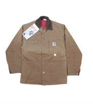 NOS Vintage 90s Carhartt Mens 38 Tall Spell Out Quilt Lined Coat Duck Brown USA - £194.65 GBP