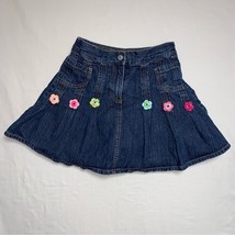 Gymboree Jean Skirt Girl’s 9 Pleater Denim Floral Button Detail Imaginar... - $13.86