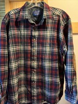 Pendleton Men Shirt L Red Plaid Long Sleeve Button Down Wool Outdoor Travel - £30.49 GBP