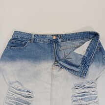 Forever 21 Women's Blue/White Distressed Denim Frayed Mini Skirt Size 14 (36×17) image 14