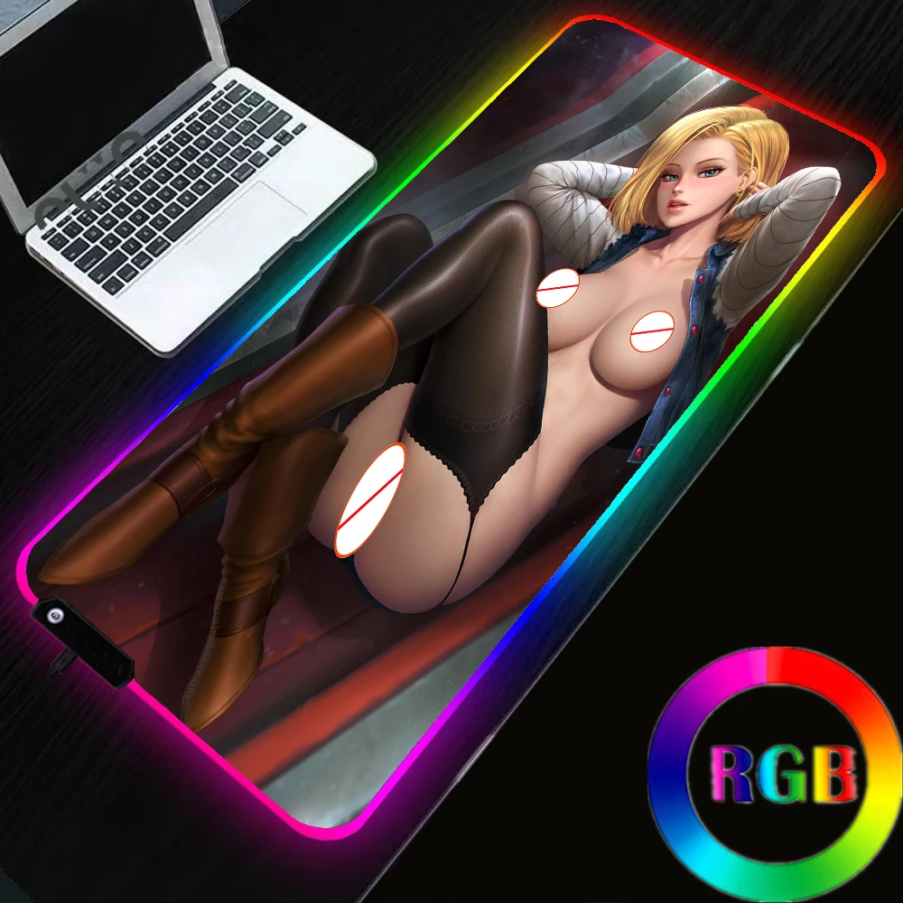 Anime Super DBZ Bulma Android 18 Sexy RGB Mouse Pad Gaming Accessories RGB - £20.44 GBP+