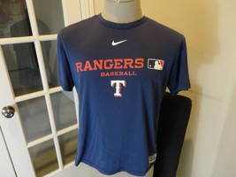 Blue Nike Dri Fit Texas Rangers MLB Baseball Polyester T-shirt Fits Womens M - £15.81 GBP