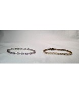 Sterling Silver Gold Vermeil CZ Amethyst Tennis Bracelets - Lot of 2 - K... - £38.72 GBP