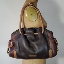 Cole Haan Bag Metallic Copper Brown Leather Double Handles Large Brass Hardware - £95.57 GBP