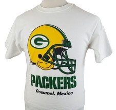 Green Bay Packers Cozumel Mexico T-Shirt Medium Crew S/S White Helmet Lo... - $16.99