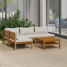  Garden Lounge Set Cream Cushions Solid Acacia Wood with an Oil Finish - $1,057.22 CAD