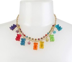 New BETSEY Johnson Gummy Bears & Fireballs Crystal Accent Charm Necklace - £39.92 GBP