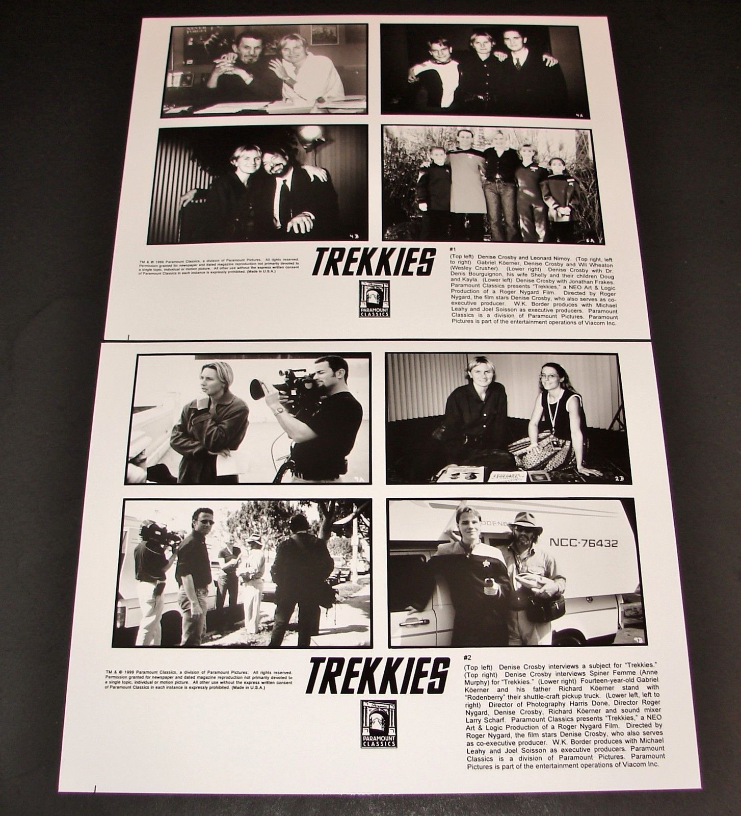 2 1999 Movie TREKKIES Press Photos Wil Wheaton Leonard Nimoy Jonathan Fr... - $14.95