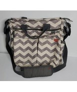 Skip Hop Baby Diaper Bag Gray Beige Chevron Design 9 Pockets Crossbody - $24.94