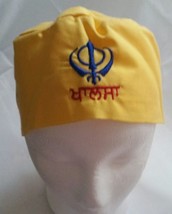 Sikh Punjabi Yellow Kids Infants baby patka pathka Khanda bandana Head Wrap Gear - £4.90 GBP
