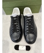 NEW GUCCI ACE MEN&#39;S BLACK LEATHER LOGO EMBOSSED SNEAKERS SHOES - US 7.5 ... - $12,159.67 MXN