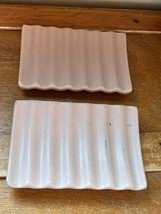 Lot of Peachy Pink Ridged Pottery Ceramic Rectangle Soap Dish Dishes – 0... - $11.29