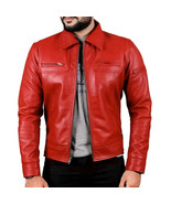 Causal Stylish Motorcycle Soft Men Jacket Red Leather Handmade Genuine L... - $2,176.20 MXN+