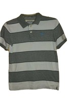 Gray and white striped Abercrombie kids short sleeve 100% cotton polo size s - £7.86 GBP
