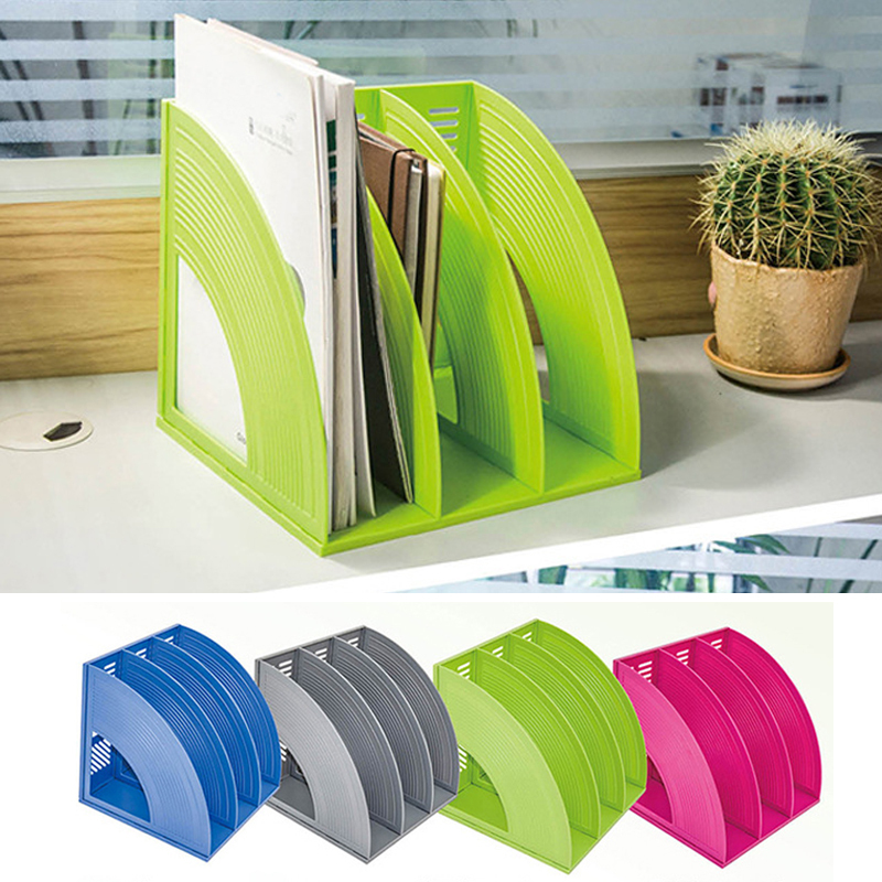 Triplet Office Desk Top File Organzier Rack Document Storage Rack Stand