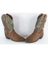 Vintage Laredo Mens 13 D Distressed Leather Camouflage Pull On Cowboy Boots - $1,817.37 MXN