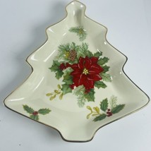 Mikasa Holiday Bloom Christmas Tree Poinsettia Candy Dish Trinket Tray  VTG - £7.54 GBP