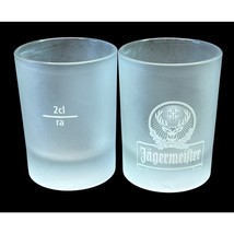 Vintage Jagermeister Shot Glass Set of 2 Frosted Logo Jagermeifter - $13.95