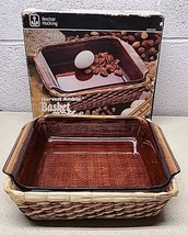 Vtg Fire King Anchor Hocking Harvest Amber Glass Baking Basket Buffet Di... - $354.58 MXN
