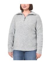 Modern Ambition Womens Sweater Gray Grey 1/4 Zip Stretch Long Sleeves Soft - $39.99