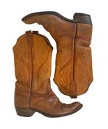 Vintage Light Brown Leather Cowboy Boots Handmade Style Mexico/Texas 7–7... - $64.99