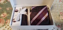 Men Wedding Tie &amp; Pocket Square Hanky Handkerchief Cufflink Set - $13.69 CAD