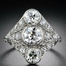 2.5CT Imitación Diamante Art Déco Antiguo 3-Stone Anillo de Compromiso Plata Ley - £221.26 GBP