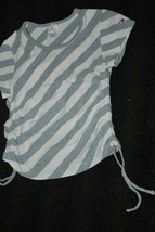 Tommy Hilfiger Girls Gray White Stripe Top S/P - £9.43 GBP