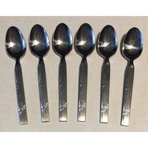 Clover Bamboo Pattern Stainless Steel Demitasse Coffee Teaspoon 6 Pc Set... - £15.38 GBP