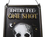 Set Of 2 Halloween Macabre Party Bar Entry Fee One Shot Skull Metal Wall... - $19.99