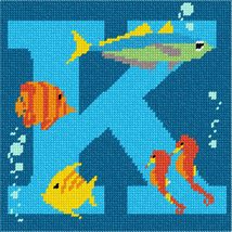 Pepita Needlepoint kit: Letter K Under The Sea, 7&quot; x 7&quot; - $50.00+