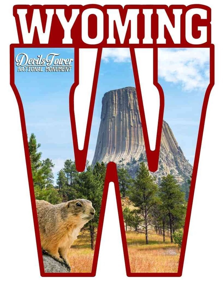 Wyoming Devils Tower Capital W Collage Fridge Magnet - $8.99