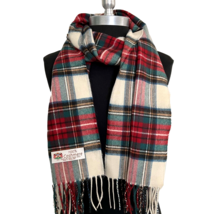 Fast 100%CASHMERE SCARF Plaid Red/Green/Beige Made in England Soft Wool #2ten - £12.63 GBP