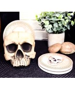 Ebros Gothic Bone Cream Homosapien Half Skull Base Holder With 4 Coaster... - $39.42 CAD