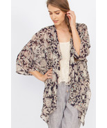 NEW Sugar Lips Sugarlips Navy &amp; Cream Willows Kimono Top Size XS S M  - $44.00