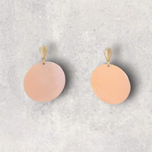 Vintage Clip on Earrings Dangle Round Pink Boho Gold Tone - £6.42 GBP