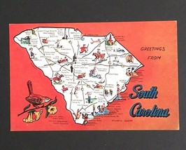 Greetings South Carolina State Map Large Letter Dexter c1960s UNP Postcard (a) - £3.90 GBP