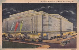 Kansas City Missouri MO Municipal Auditorium Night Postcard C21 - £2.30 GBP