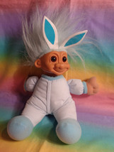 Vintage Russ Berrie Boy Troll Doll Bean Bag Plush Body Bunny Ears Blue PJ&#39;s - £6.13 GBP