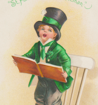 U/S Clapsaddle Irish Lad Standing on Chair Antique St. Patrick&#39;s Day Postcard  - $10.75