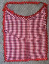 VTG Adult Bib Red White Checkered Snap Strap ?Handmade? Elderly Nursing ... - $12.99
