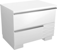 White Lacquer Wood 2-Drawer Nightstand Gloss Bedside Table - $445.81 CAD