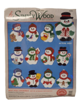 Simply Wood ornament craft kit Christmas SNOWMEN Roly Poly Snowman 1995 - $11.75