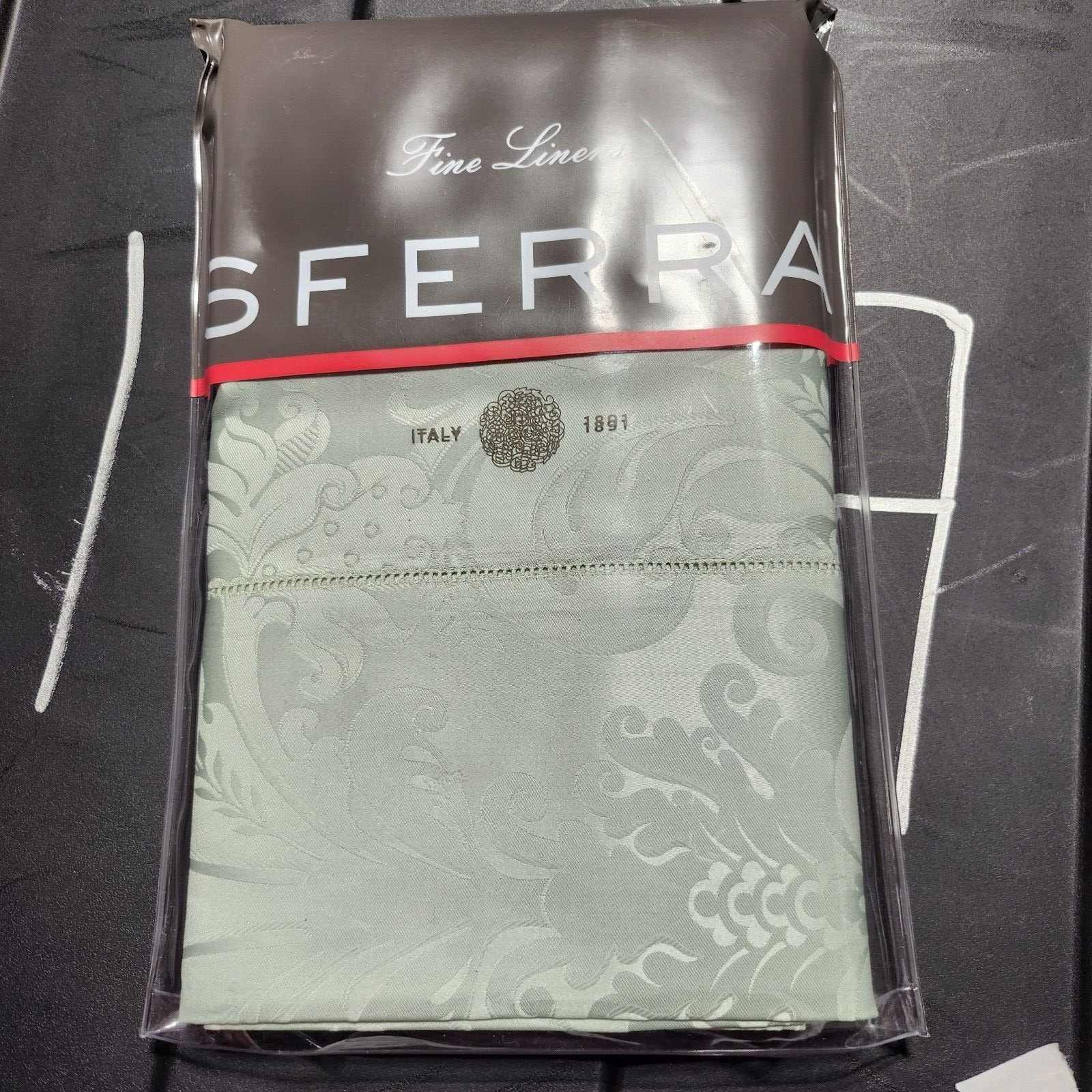 Sferra Sea Mist Standard Pillowcases Pair Damask Cotton 1020TC BrielIe Italy NEW - $339.50