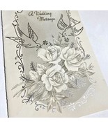 Vintage 1958 Wedding Message Congratulations Greeting Card Roses Doves S... - £7.50 GBP