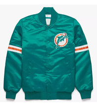DSHARKS Miami Dolphins Teal Satin Bomber Jacket with Retro Embroidered P... - $150.00+