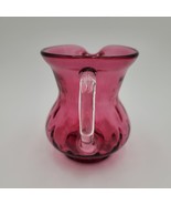 Vintage MCM Cranberry Hand Blown Glass Creamer Pink Small Pitcher EUC 4.... - $20.29 CAD