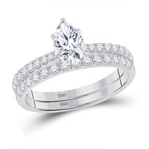 14kt White Gold Pear Diamond Bridal Wedding Ring Band Set 1-1/4 Ctw - £3,946.08 GBP